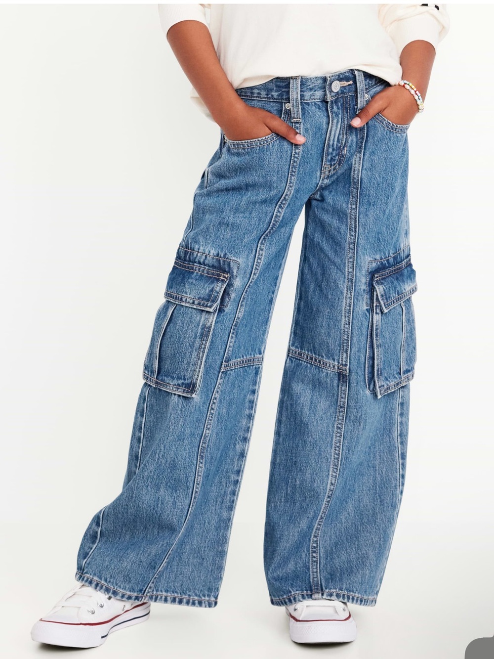 Old Navy Girl's High Rise Baggy Wide Leg Cargo Jeans Size 18 Girl's NWOT